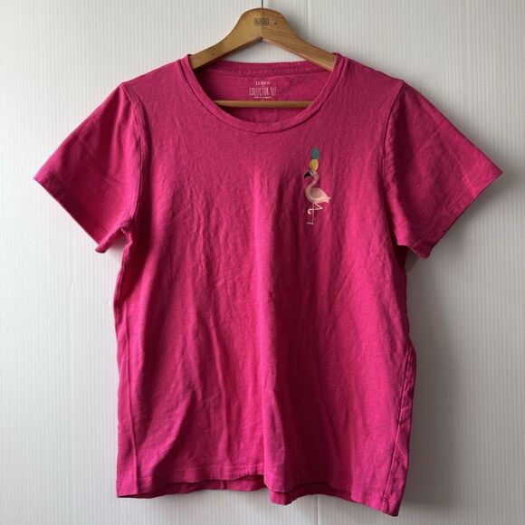 J. Crew Factory Women's "Flamingo w Pineapple" Collector's T Shirt Pink Sz L - Picture 1 of 12